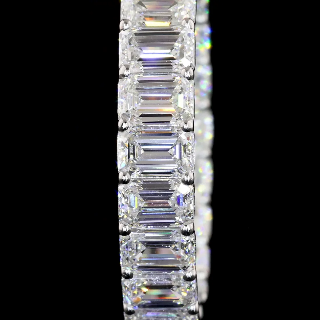 8.1 Cts 14k White Gold Emerald Shape Hoops Earring - Image 3