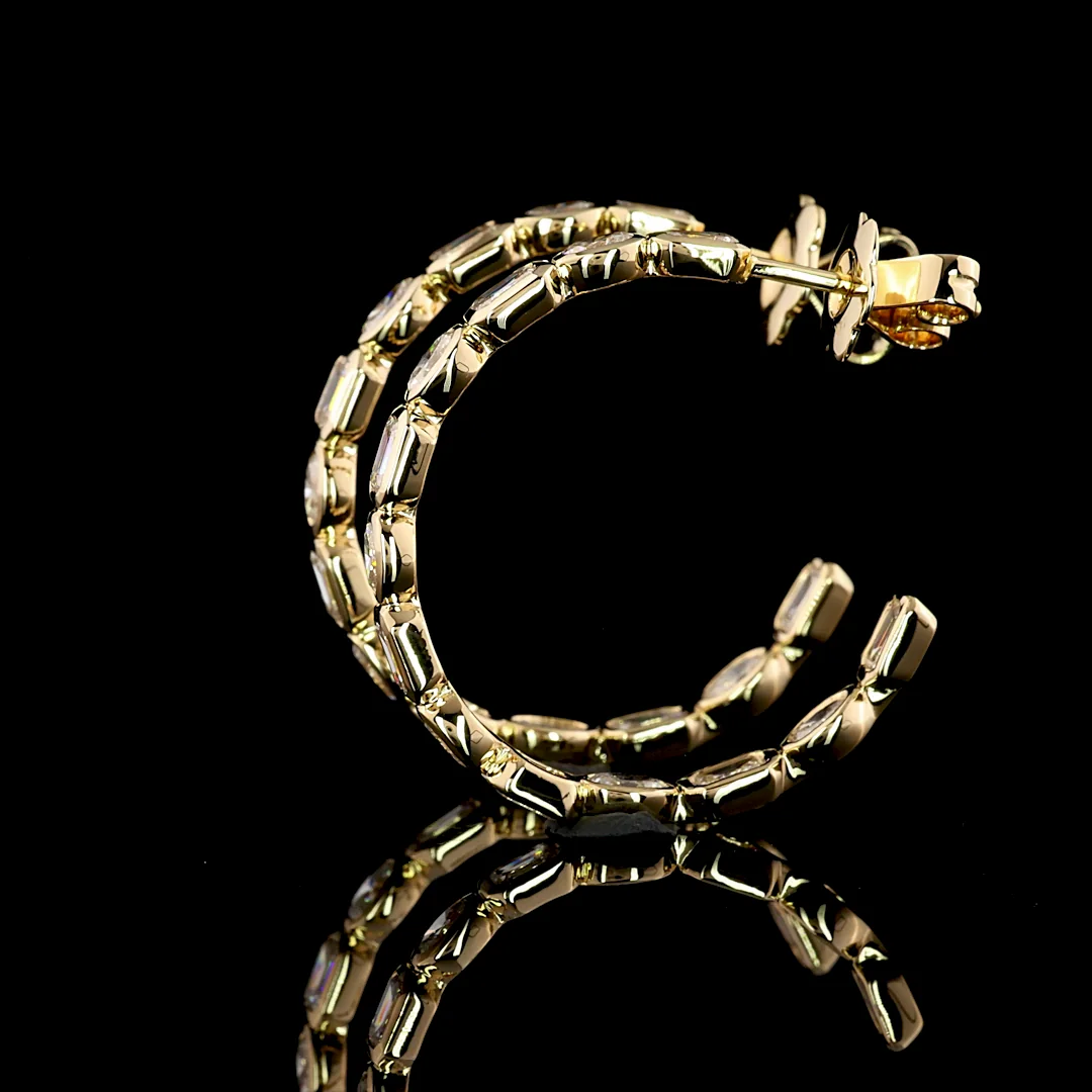 2.78 Cts 14k Yellow Gold Mix Shape C Hoops Earring - Image 4