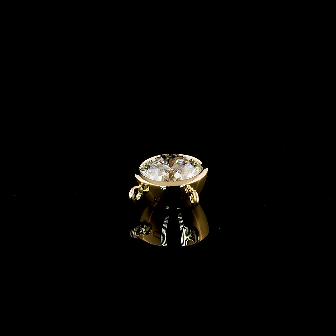 2.02 Cts 14k Yellow Gold Round Shape Solitaire Pendant - Image 3