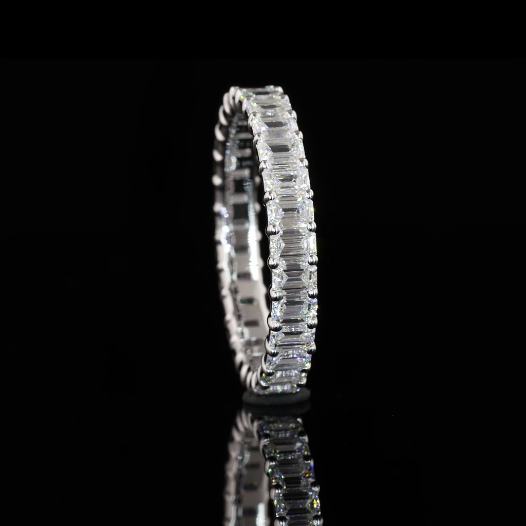2.06 Cts 14k White Gold Emerald Shape Eternity Band Eternity Band - Image 3