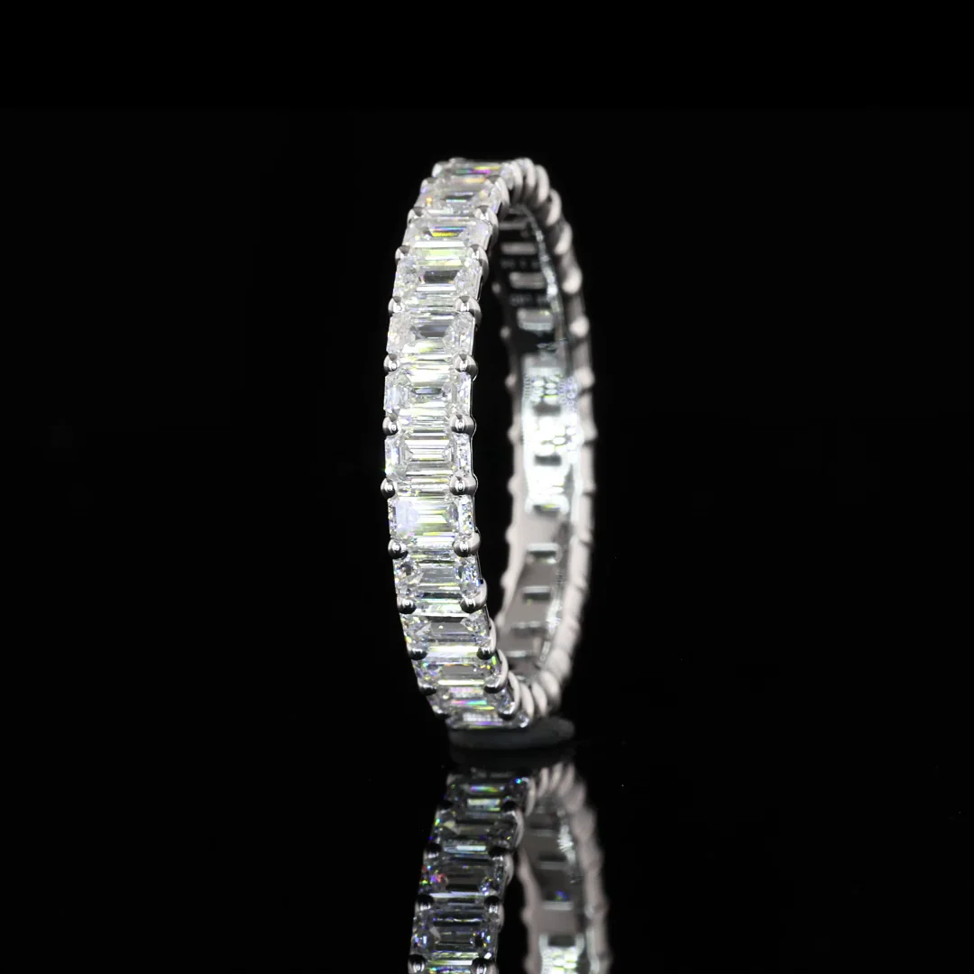 2.06 Cts 14k White Gold Emerald Shape Eternity Band Eternity Band - Image 4