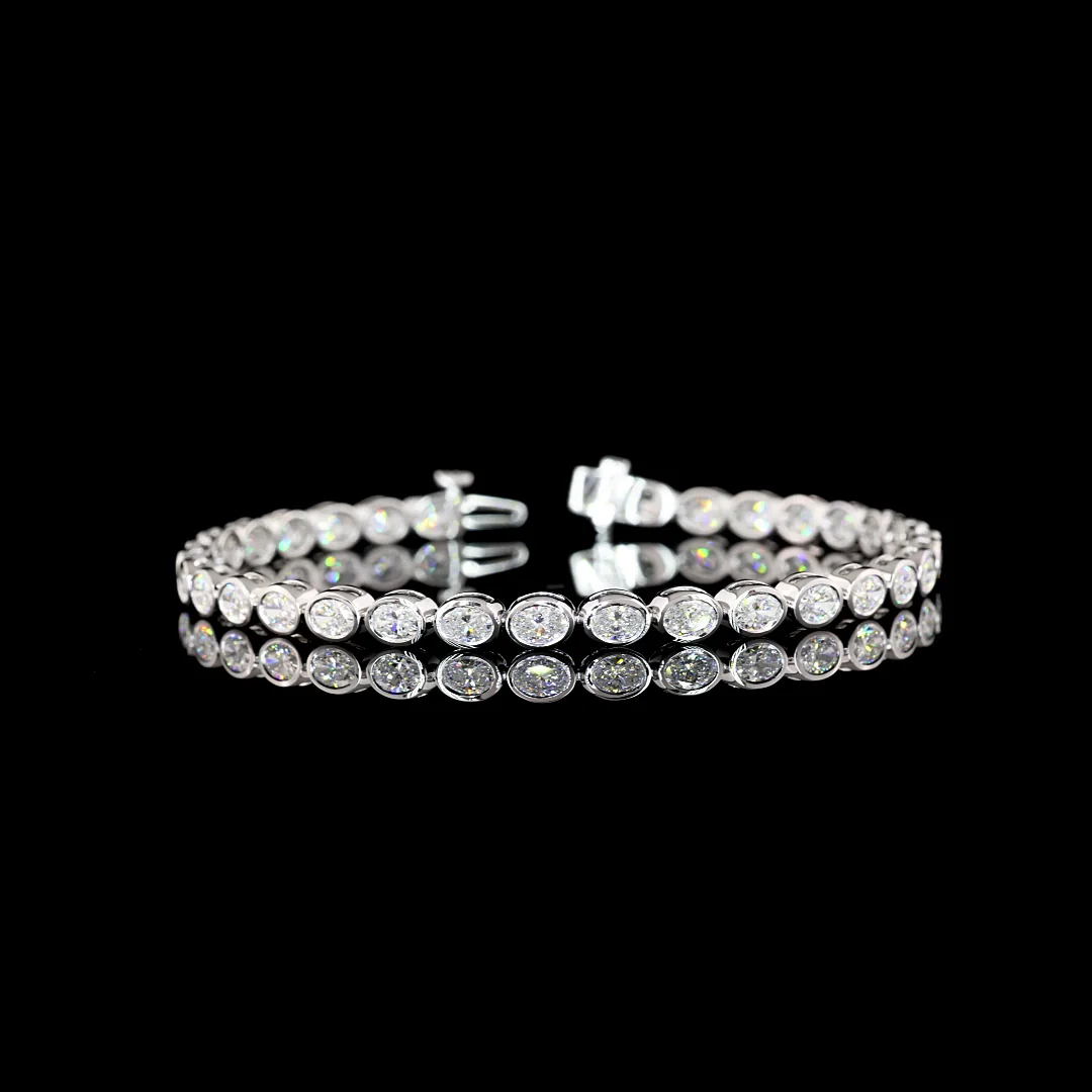 5.27 Cts 14k White Gold Oval Shape Tennis Bracelet - Video
