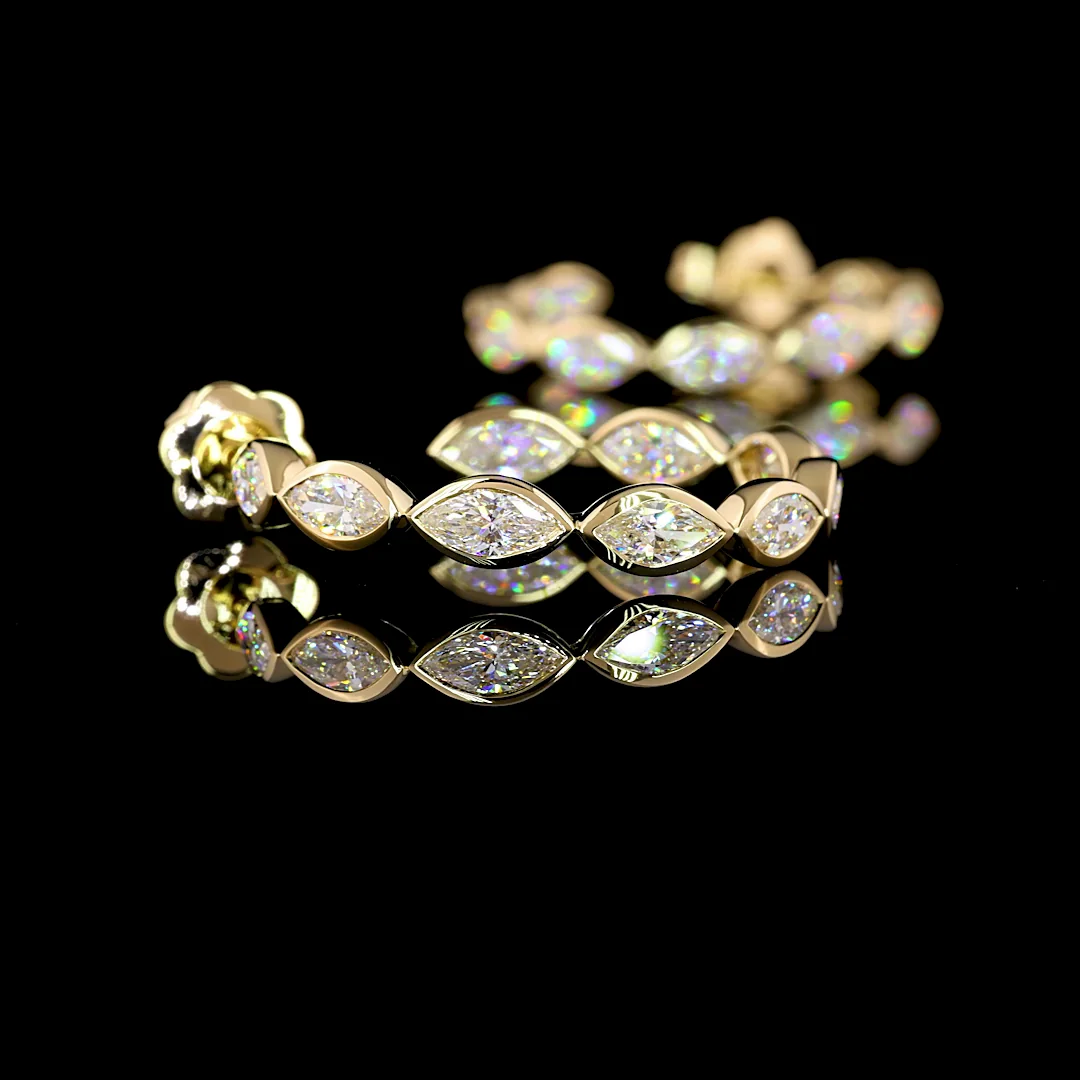 3.97 Cts 14k Yellow Gold Marquise Shape C Hoops Earring - Image 4