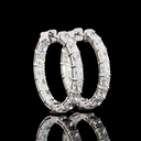 6 Cts 14k White Gold Radiant Shape Hoops Earring - Video