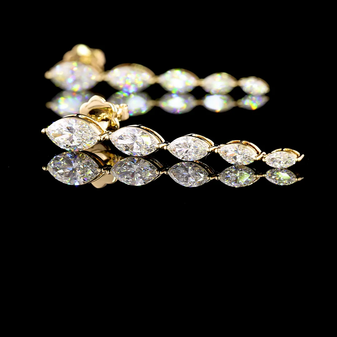 3.82 Cts 14k Yellow Gold Marquise Shape Hanging Earring - Image 3