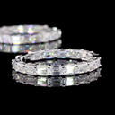 7.3 Cts 14k White Gold Emerald Shape Hoops Earring - Image 4