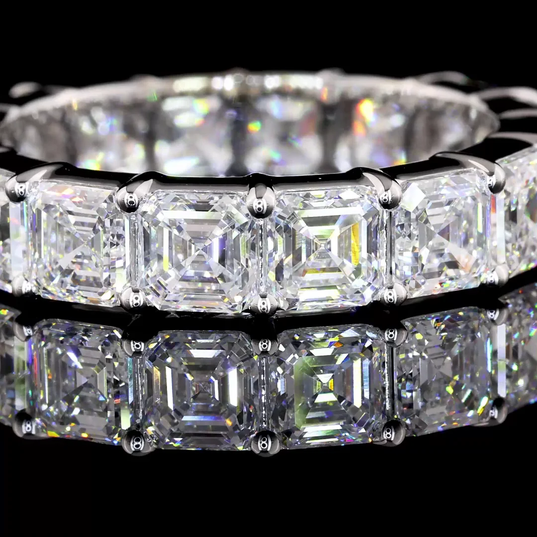 4.97 Cts 14k White Gold Asscher Shape Eternity Band Eternity Band - Image 3