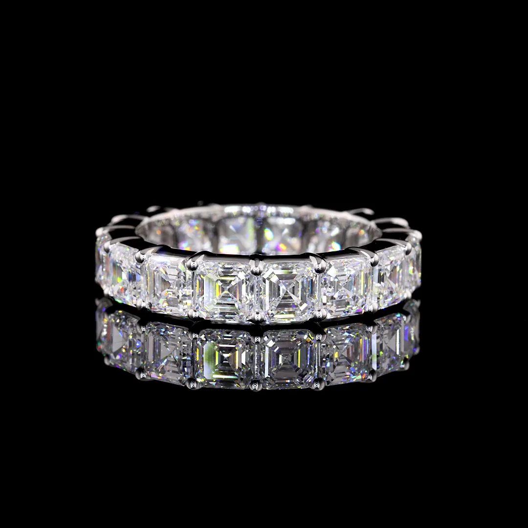 4.97 Cts 14k White Gold Asscher Shape Eternity Band Eternity Band - Video