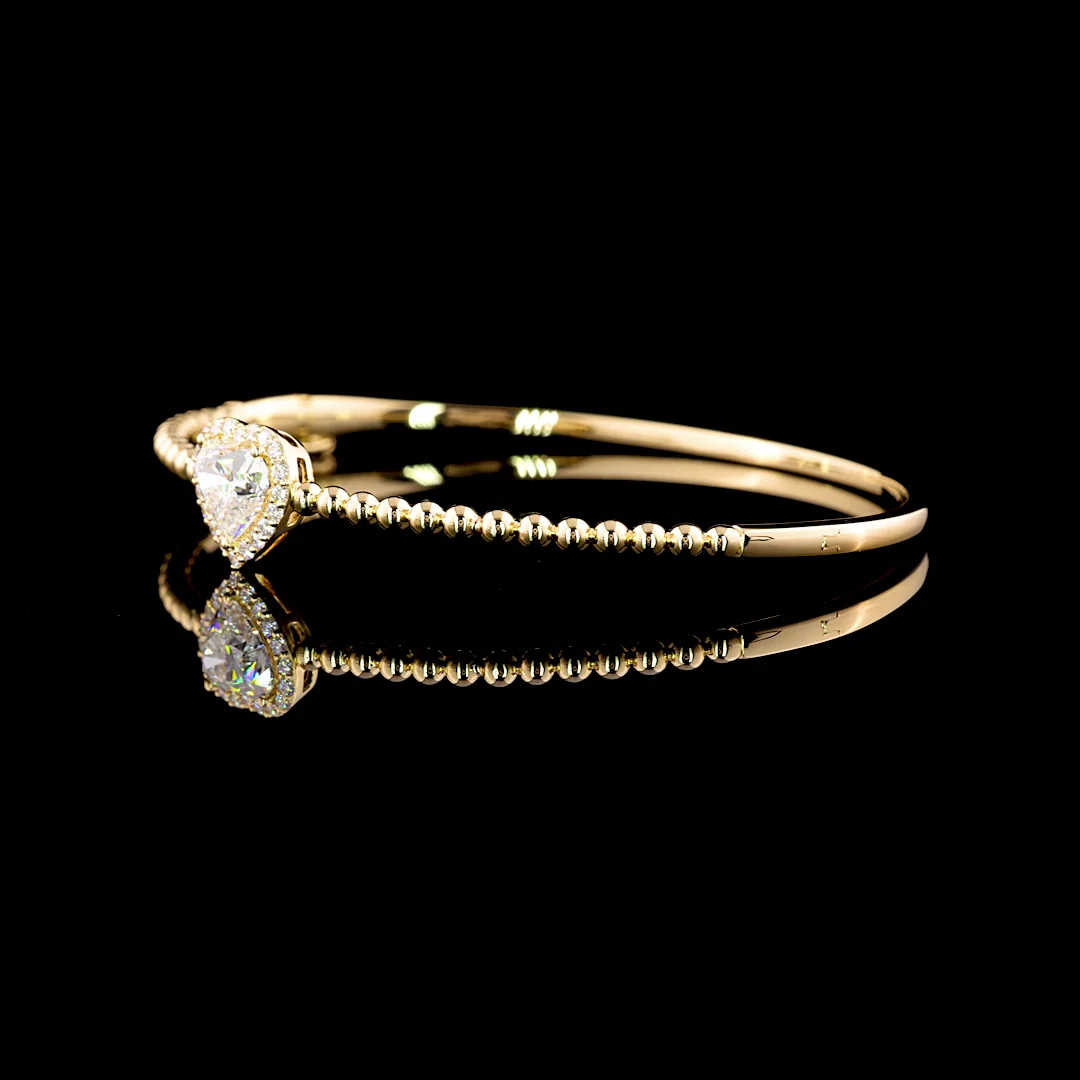 1.69 Cts 14k Yellow Gold Heart Shape Bangles Bracelet - Image 3