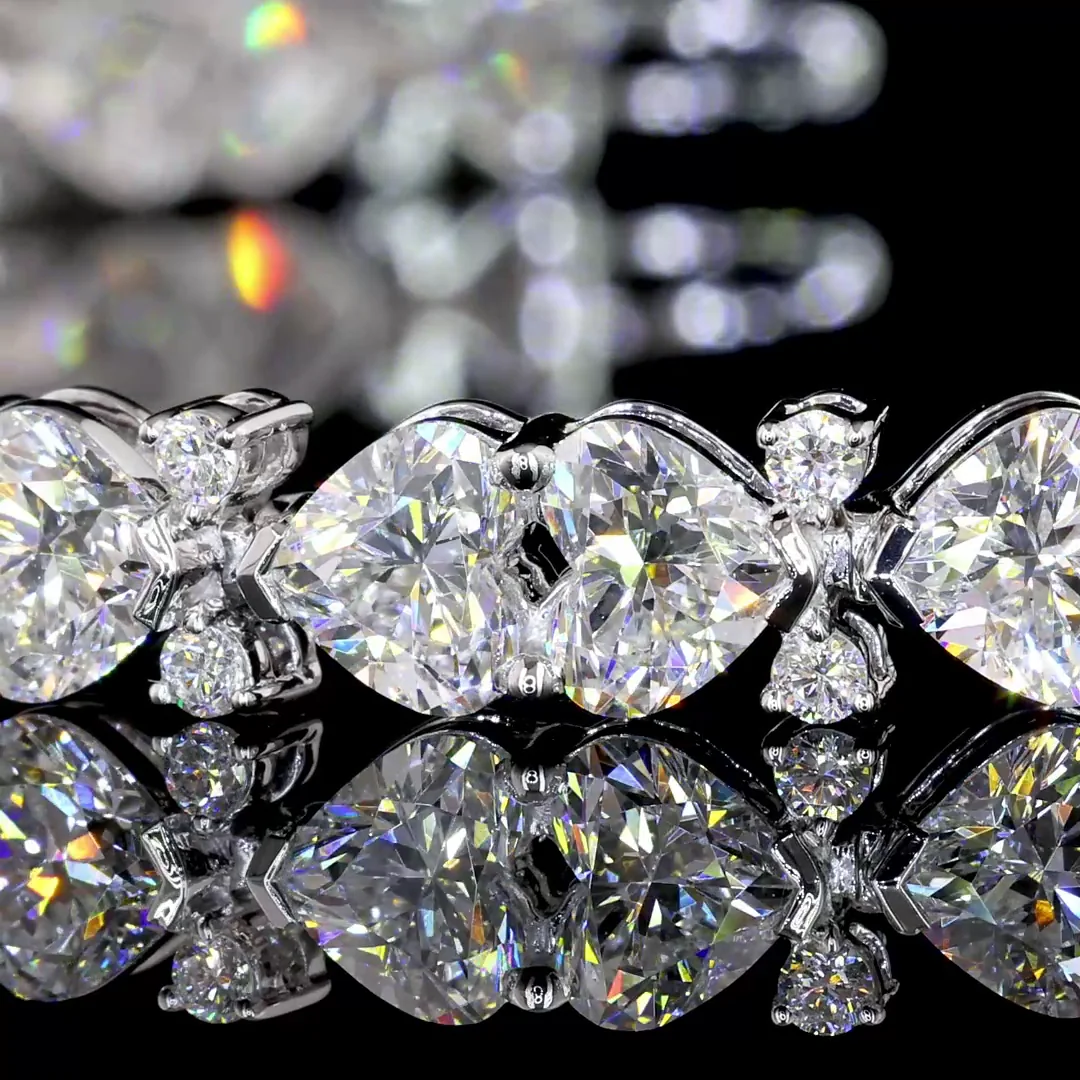 12.07 Cts 14k White Gold Mix Shape Tennis Bracelet - Image 4