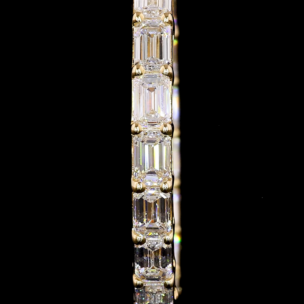 3 Cts 14k Yellow Gold Emerald Shape Hoops Earring - Image 3