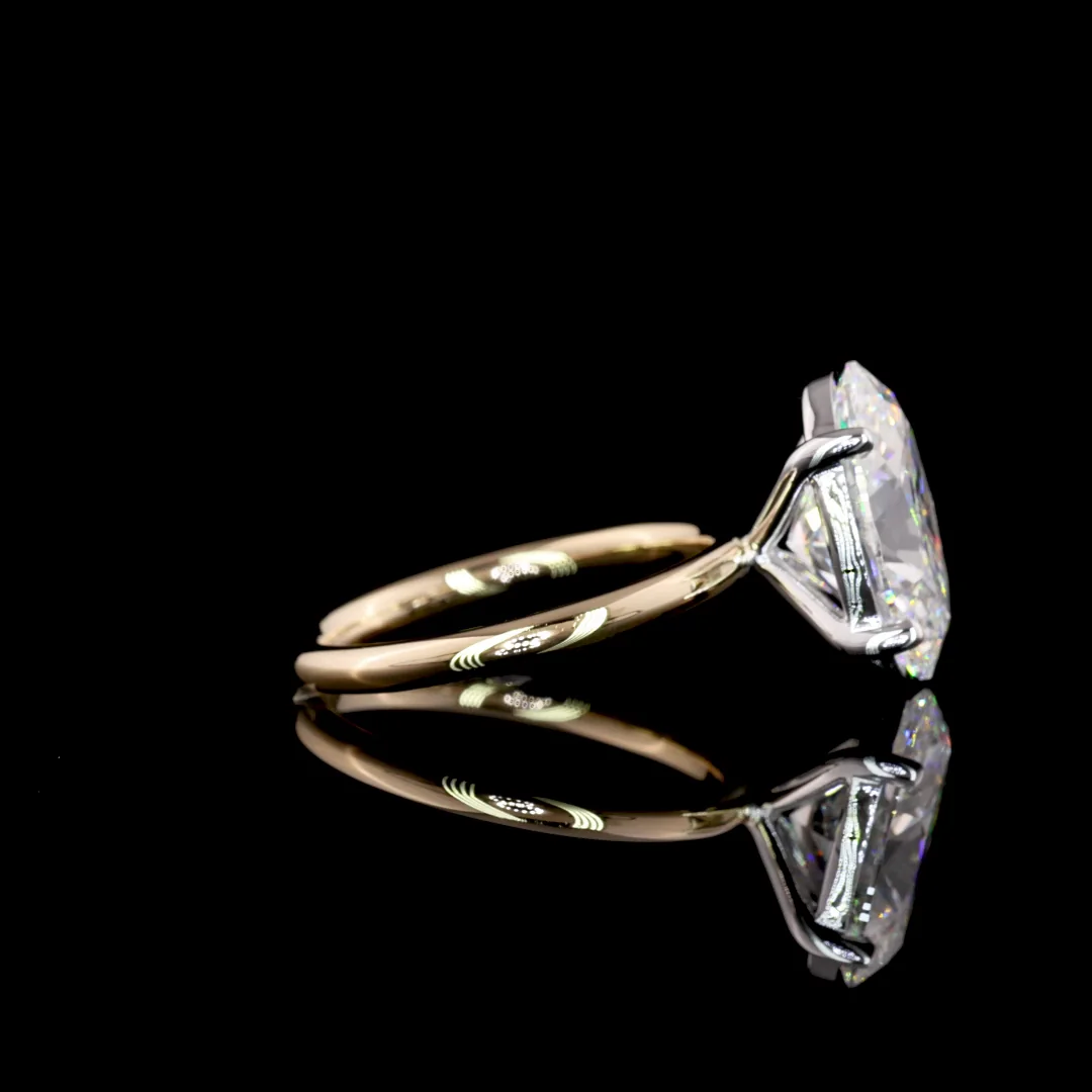 4.03 Cts 14k Two Tone Oval Shape Solitaire Ring - Image 3
