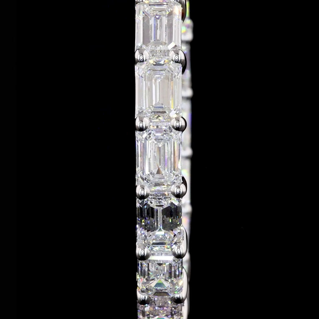 7.45 Cts 14k White Gold Emerald Shape Hoops Earring - Image 3