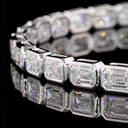 8.23 Cts 14k White Gold Emerald Shape Tennis Bracelet - Image 3