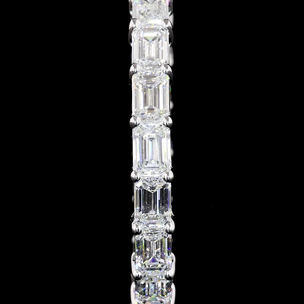 6.9 Cts 14k White Gold Emerald Shape Hoops Earring - Image 3