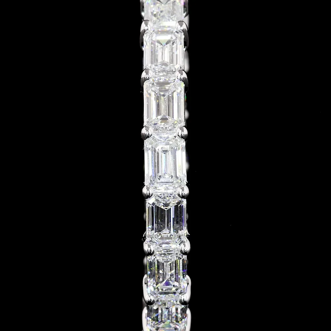 6.9 Cts 14k White Gold Emerald Shape Hoops Earring - Image 3