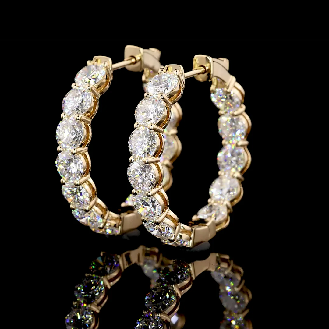 6.2 Cts 18k Yellow Gold Round Shape Hoops Earring - Image 3
