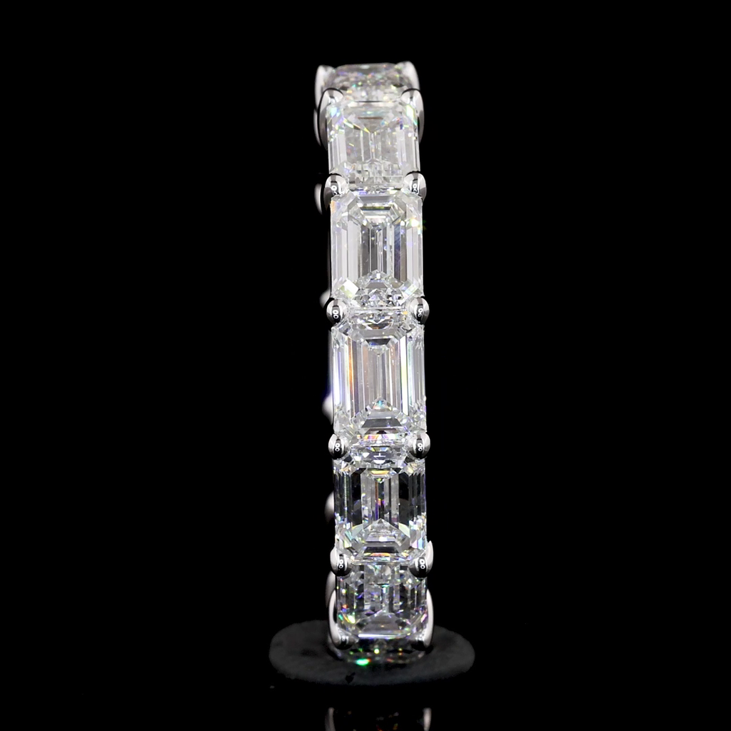 3.94 Cts 14k White Gold Emerald Shape Eternity Band Eternity Band - Image 4