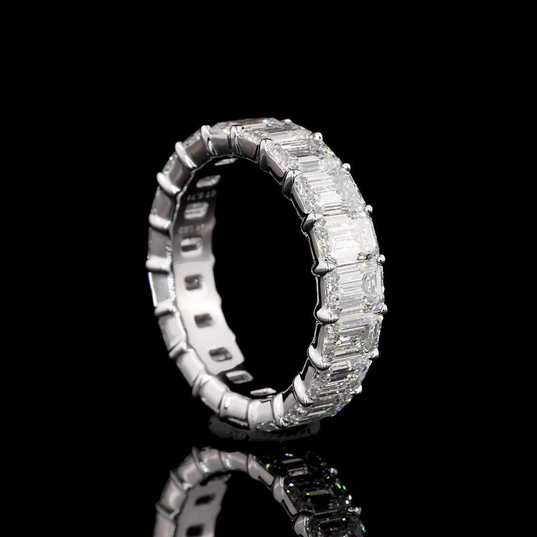 5.72 Cts 14k White Gold Emerald Shape Eternity Band Eternity Band - Image 3