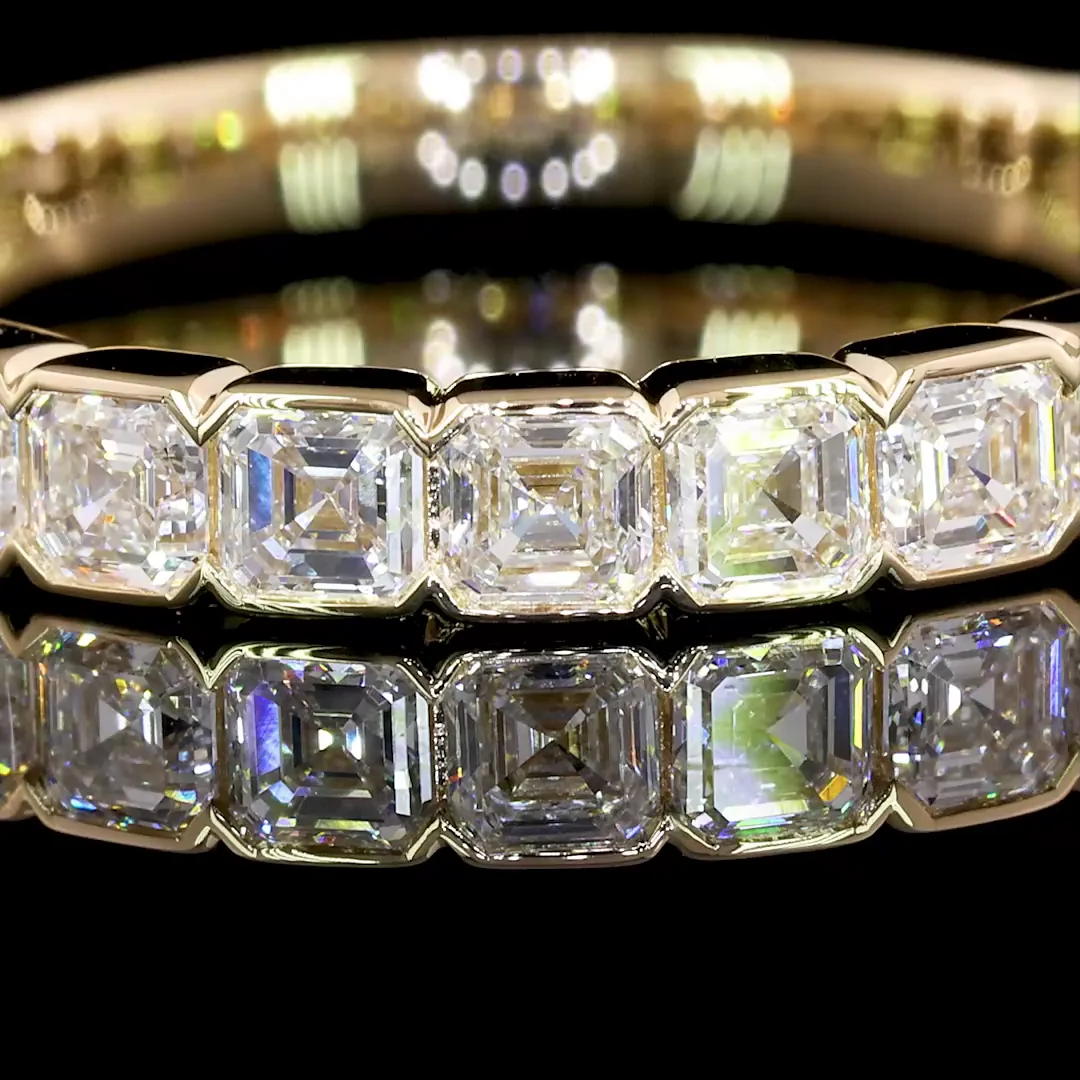 1.51 Cts 14k Yellow Gold Asscher Shape Half Eternity Eternity Band - Image 2