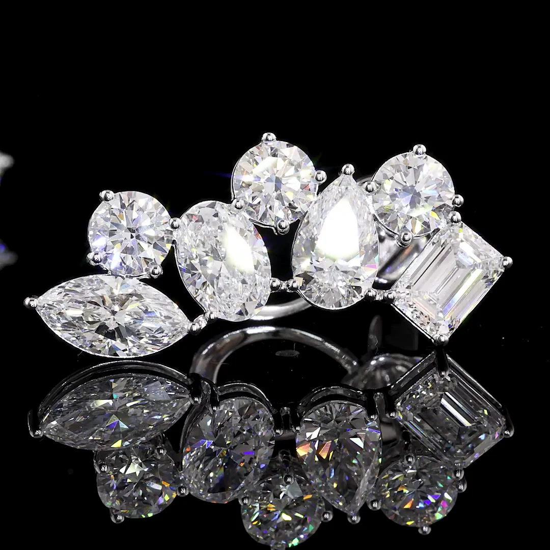 5.91 Cts 14k White Gold Mix Shape Crawler Earring - Image 4