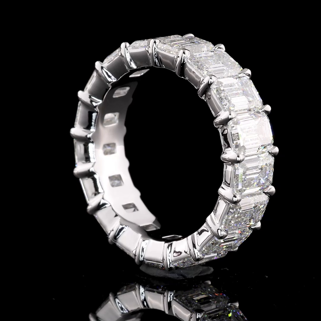 7.97 Cts 14k White Gold Emerald Shape Eternity Band Eternity Band - Image 3