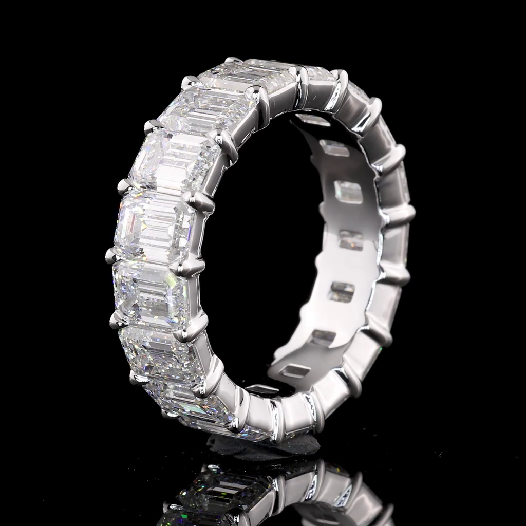 7.97 Cts 14k White Gold Emerald Shape Eternity Band Eternity Band - Image 4