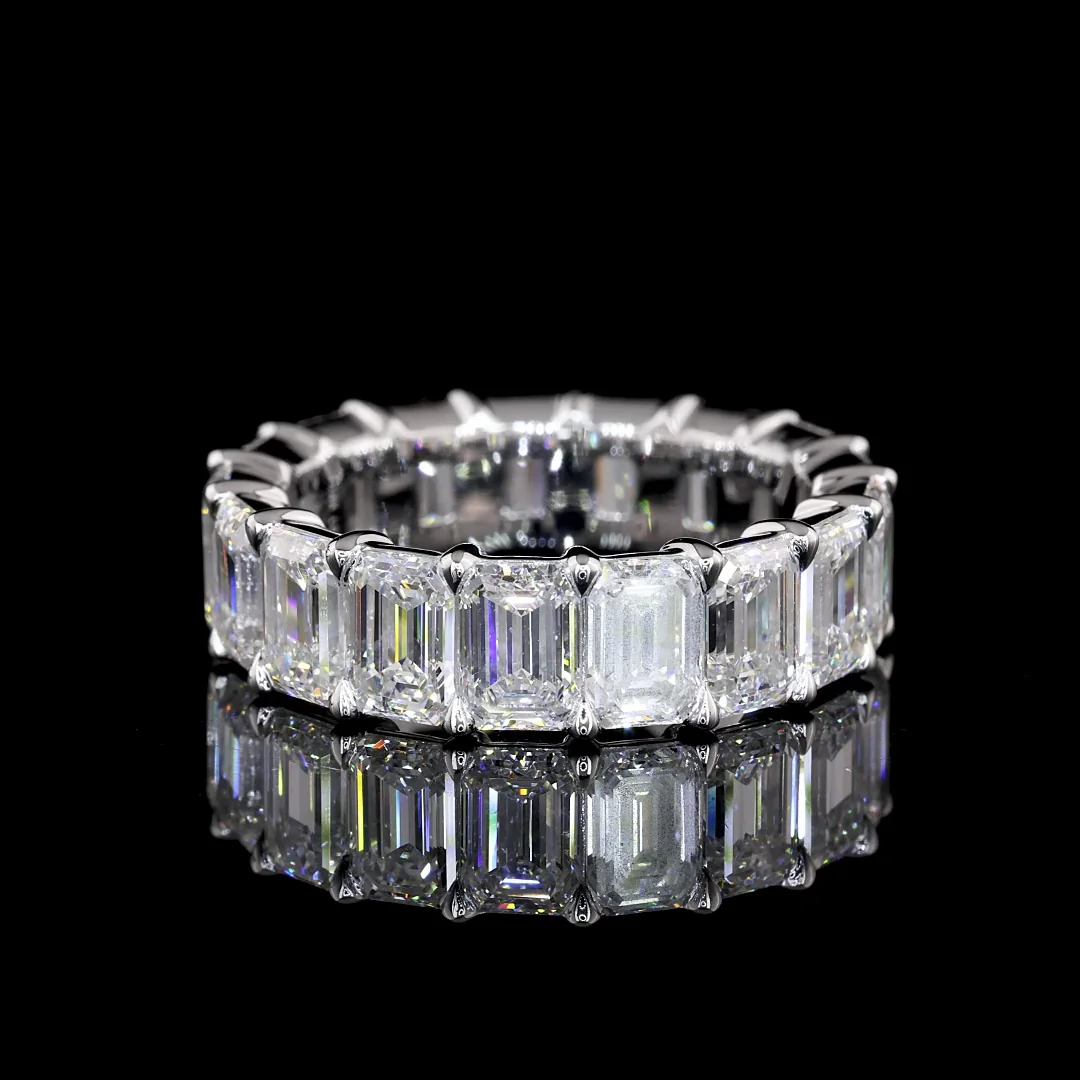7.97 Cts 14k White Gold Emerald Shape Eternity Band Eternity Band - Video