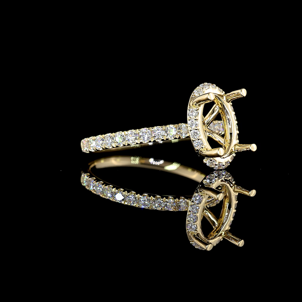 2.63 Cts 14k Yellow Gold Oval Shape Hidden Halo Ring - Image 4
