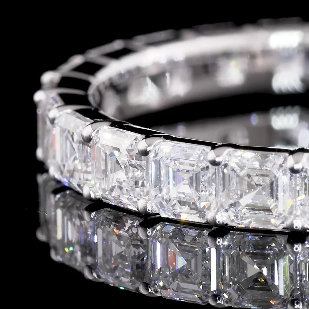 1.57 Cts 14k White Gold Asscher Shape 3/4 Band Eternity Band - Image 3