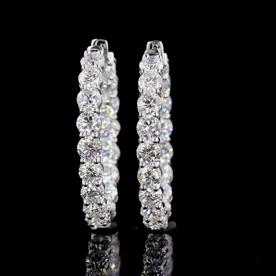 7.75 Cts 14k White Gold Round Shape Hoops Earring - Image 2