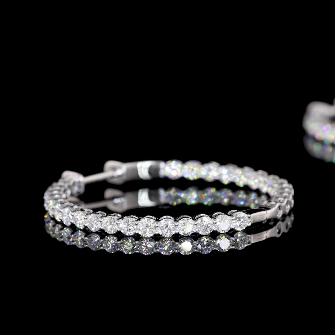 1.68 Cts 14k White Gold Round Shape Hoops Earring - Image 4