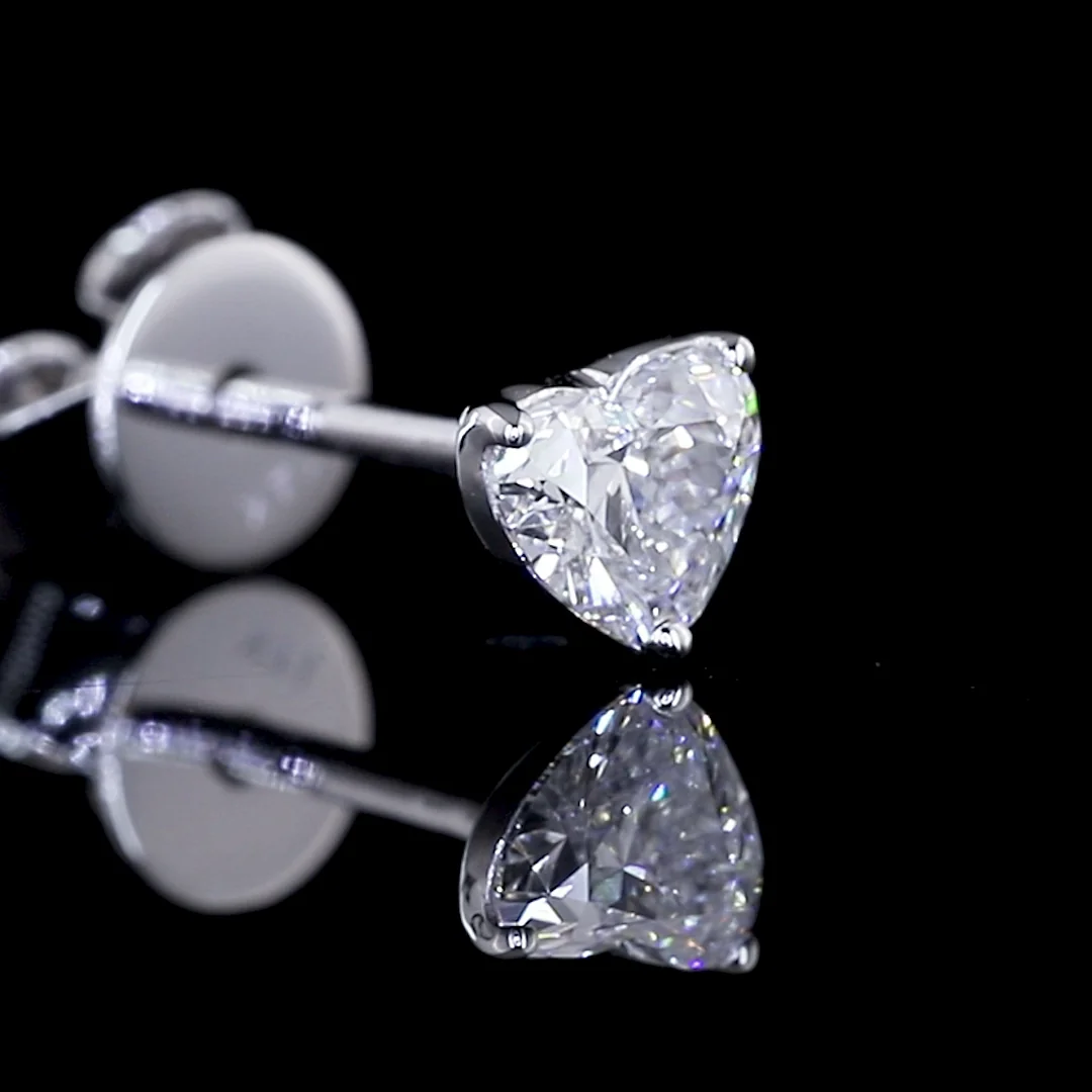 0.59 Cts 14k White Gold Heart Shape Studs Earring - Image 3