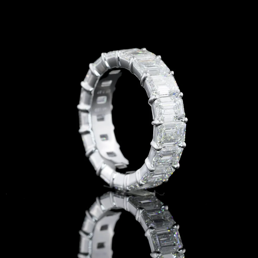 7.27 Cts 14k White Gold Emerald Shape Eternity Band Eternity Band - Image 2