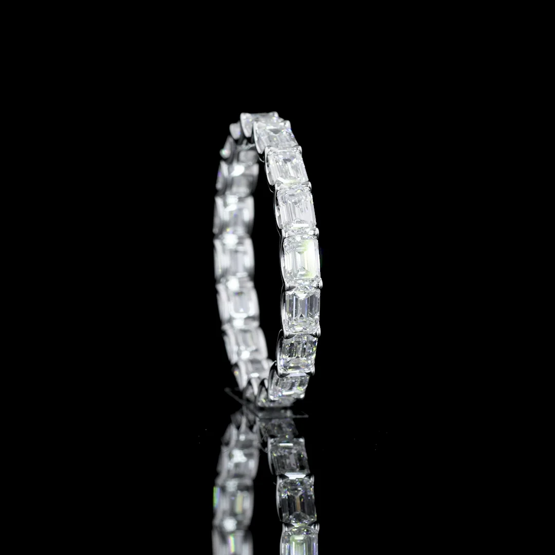 2.9 Cts 14k White Gold Emerald Shape Eternity Band Eternity Band - Image 4
