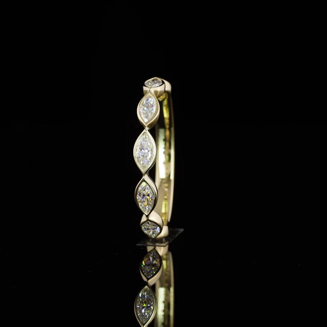 0.65 Cts 14k Yellow Gold Marquise Shape Half Eternity Eternity Band - Image 2