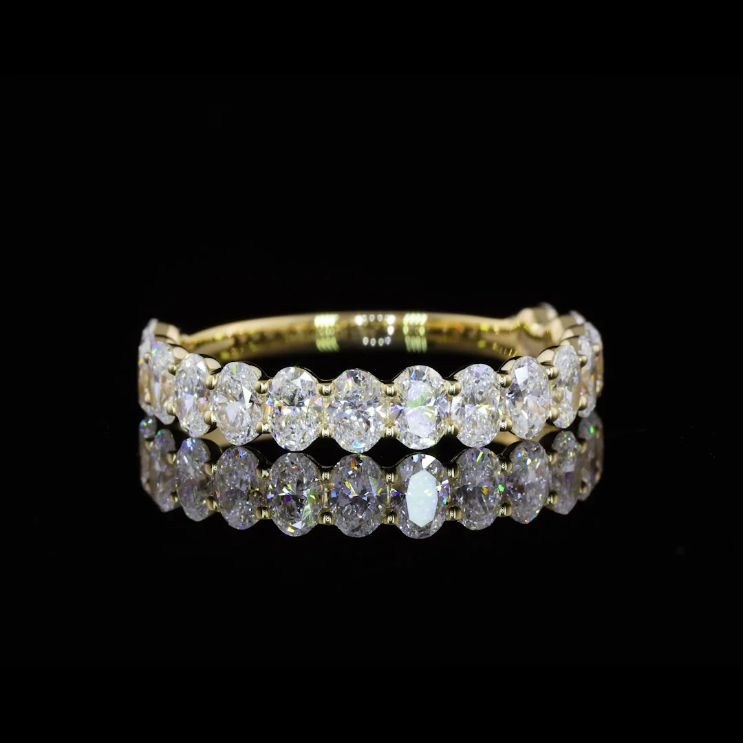 1.65 Cts 14k Yellow Gold Oval Shape 3/4 Band Eternity Band - Video