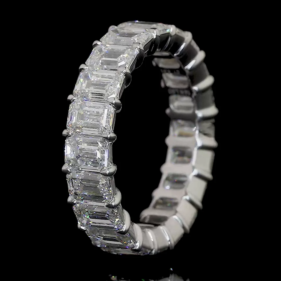 6.59 Cts 14k White Gold Emerald Shape Eternity Band Eternity Band - Image 4