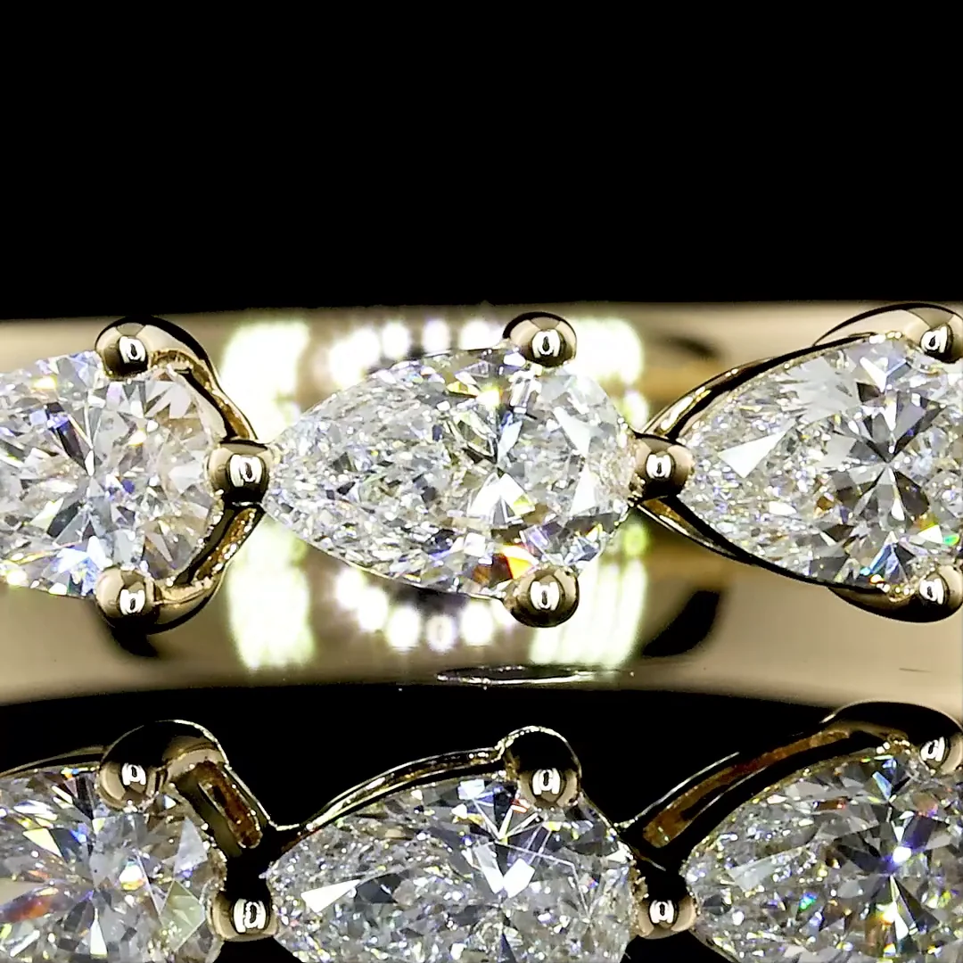 0.73 Cts 14k Yellow Gold Pear Shape Half Eternity Eternity Band - Image 3