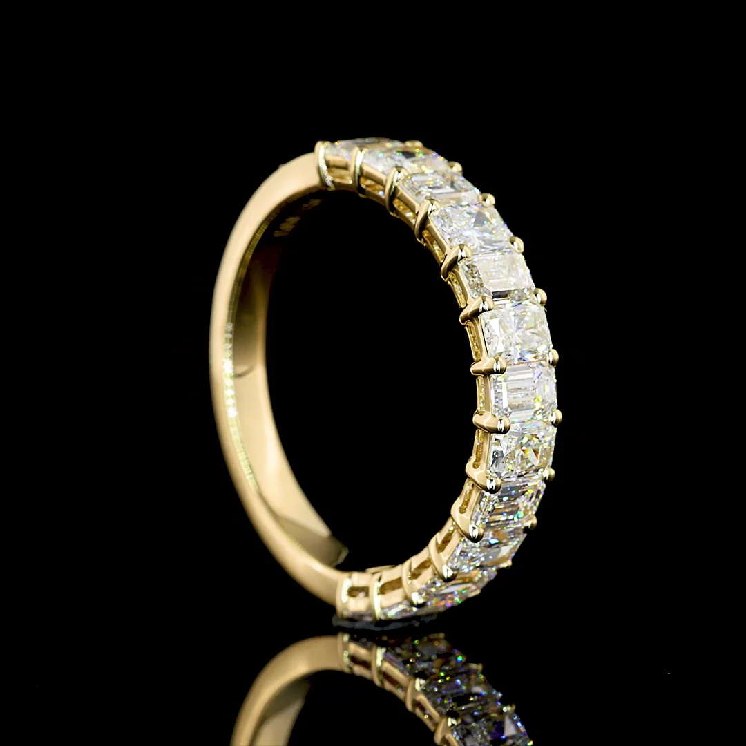 1.85 Cts 14k Yellow Gold Radiant Shape Half Eternity Eternity Band - Image 3