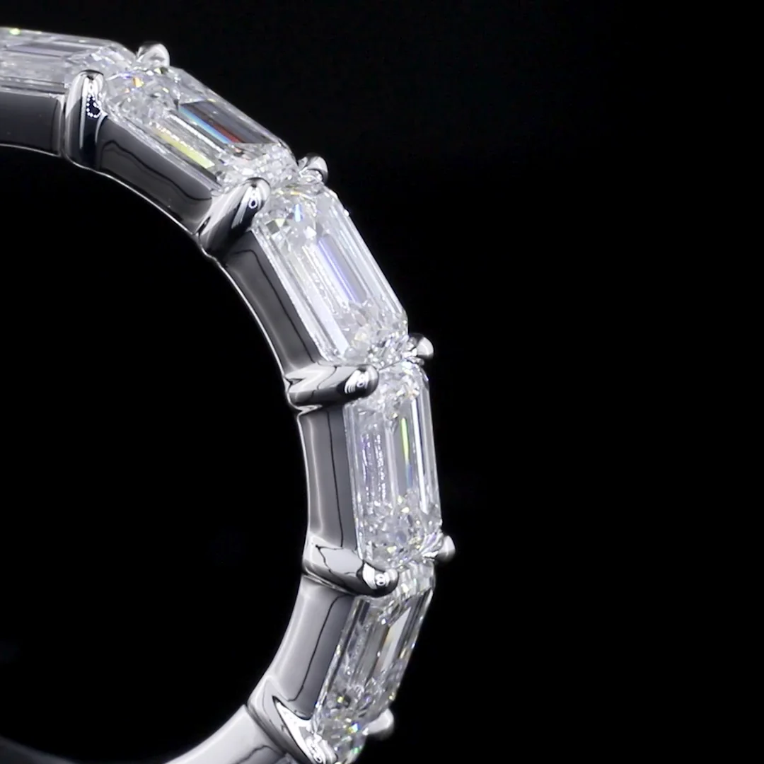 3.48 Cts 14k White Gold Emerald Shape Half Eternity Eternity Band - Image 2