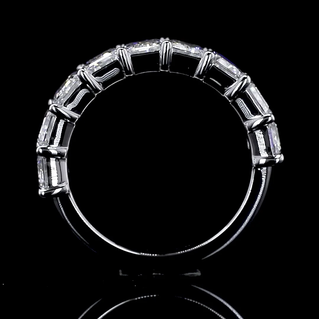 5.05 Cts 14k White Gold Emerald Shape Half Eternity Eternity Band - Image 2
