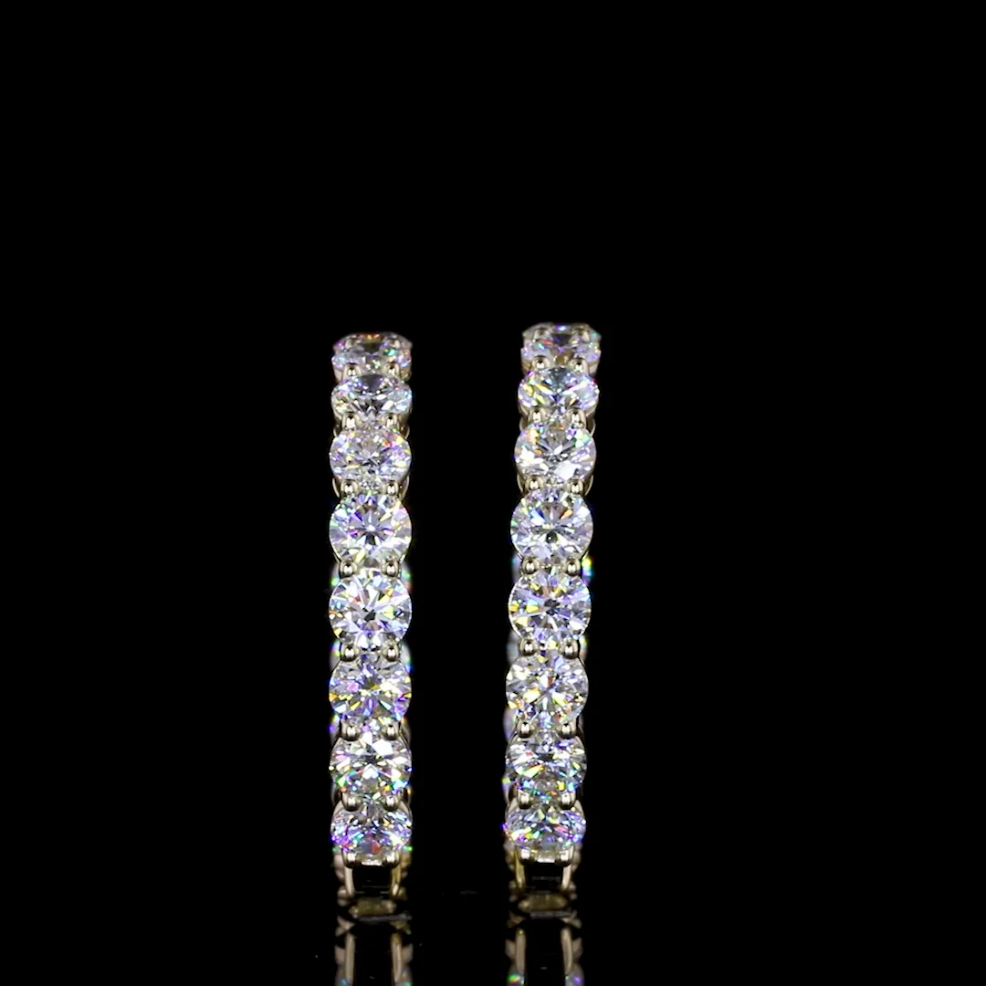 6.37 Cts 14k Yellow Gold Round Shape Hoops Earring - Image 2