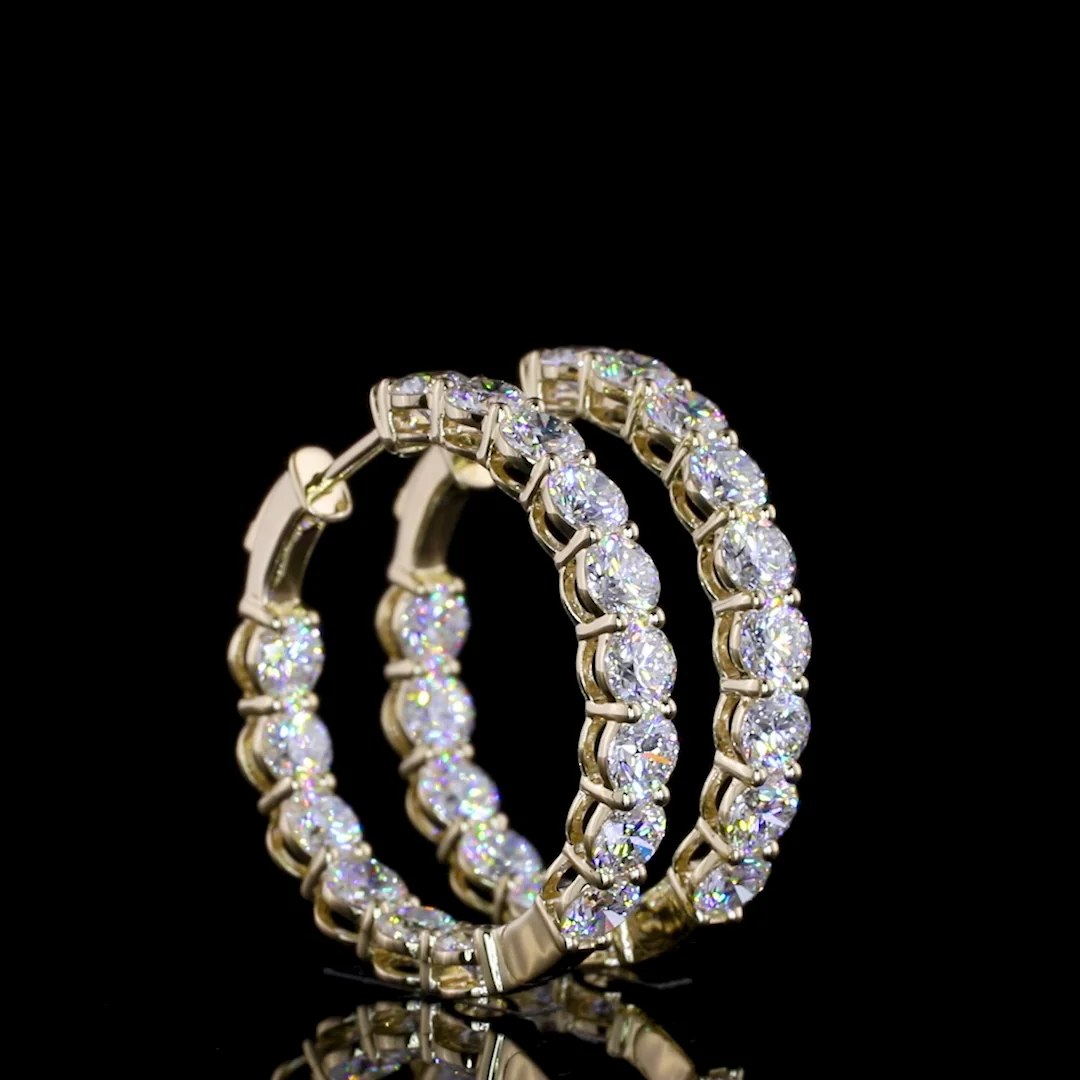 6.37 Cts 14k Yellow Gold Round Shape Hoops Earring - Video