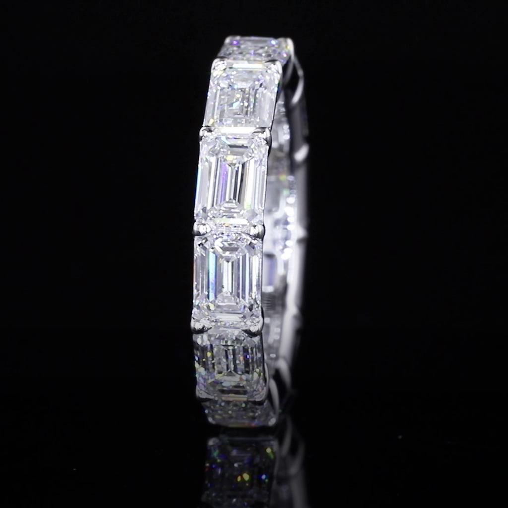 5.29 Cts 14k White Gold Emerald Shape Eternity Band Eternity Band - Image 3