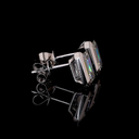 3.41 Cts 14k White Gold Emerald Shape Studs Earring - Image 2