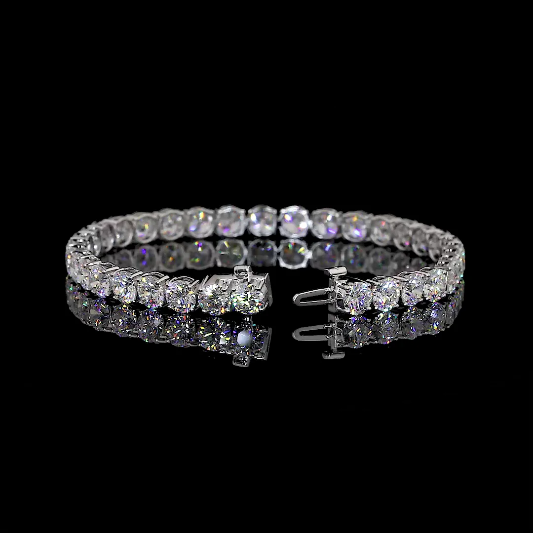 15.04 Cts 14k White Gold Round Shape Tennis Bracelet - Image 3