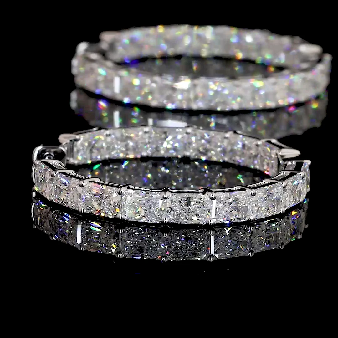 9.6 Cts 14k White Gold Radiant Shape Hoops Earring - Image 4
