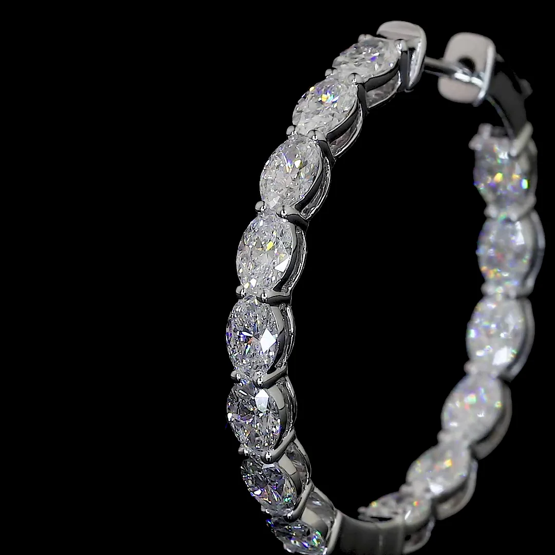 3.12 Cts 14k White Gold Oval Shape Hoops Earring - Image 3