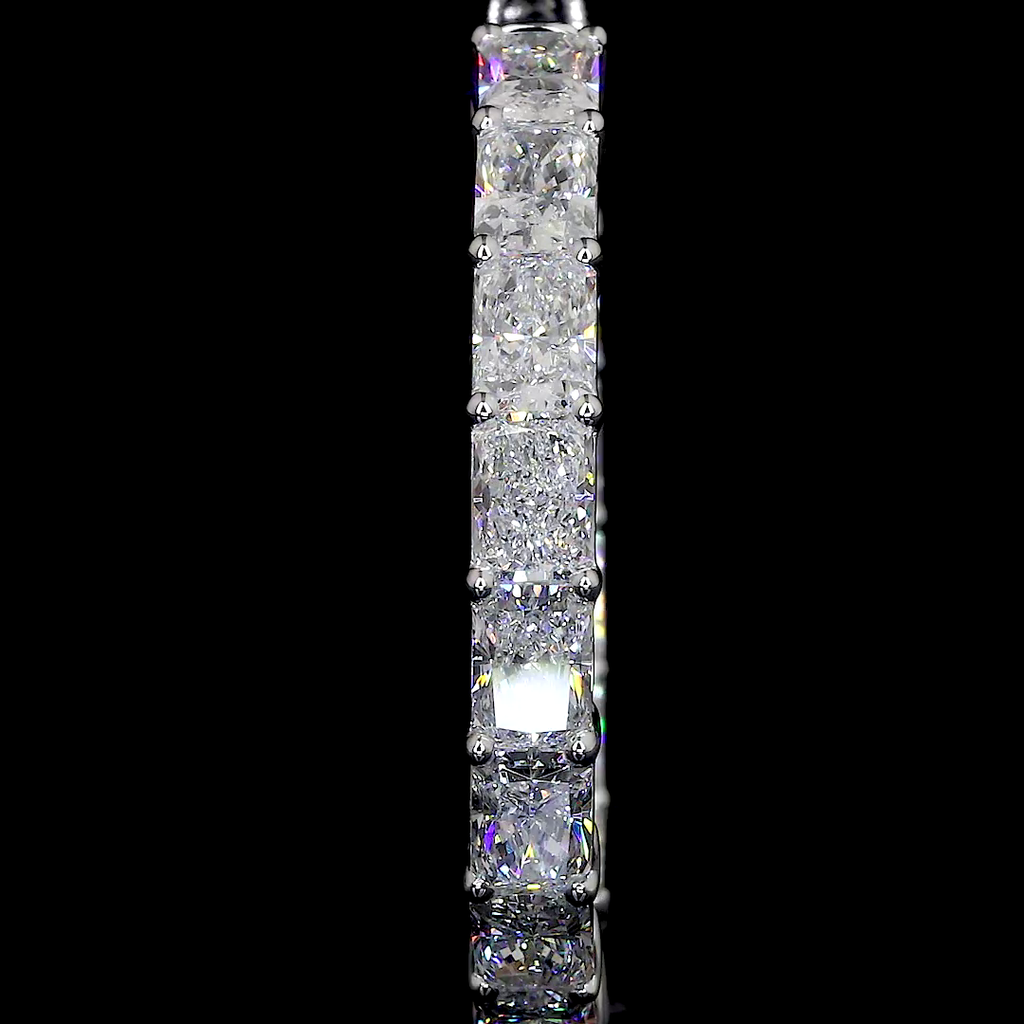 10.19 Cts 14k White Gold Radiant Shape Hoops Earring - Image 3